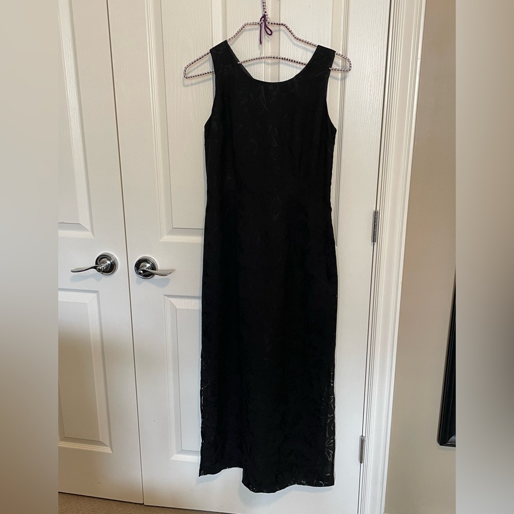 Chic Black Embroidered Maxi Dress w/ Side Slits